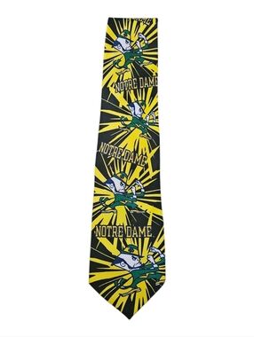Vintage Ralph Marlin University Of Notre Dame Burst Repeat Leprechaun Necktie